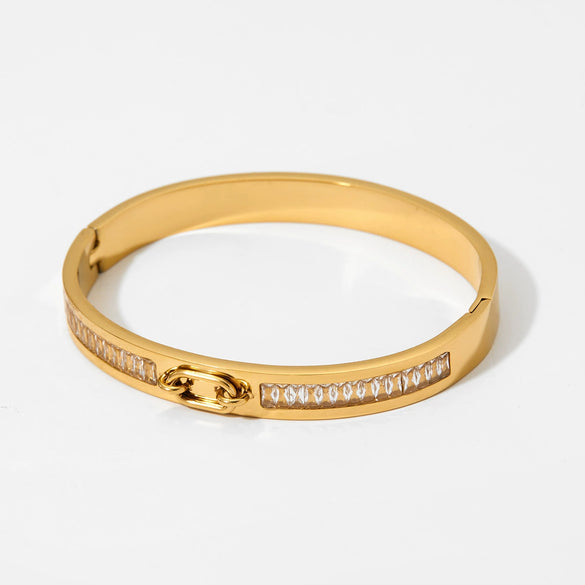 Women's Diamondencrusted Stainless Steel Vacuum Plating Light Luxury Fashion Geometric Bracelet
