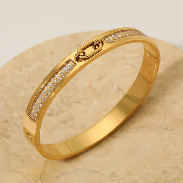 Women's Diamondencrusted Stainless Steel Vacuum Plating Light Luxury Fashion Geometric Bracelet