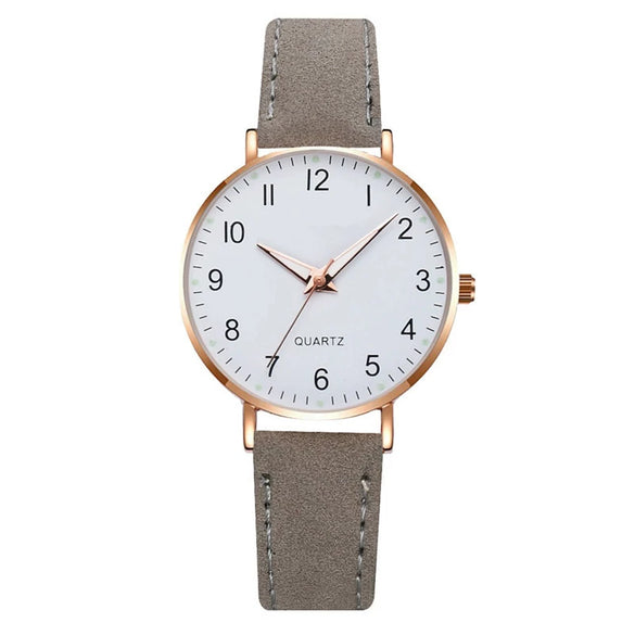 Women's Digital Luminous Pointer Quartz Watch Set Alloy Case Imitation Leather Strap Stainless Steel Clasp Round Dial Leisure Style