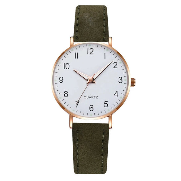 Women's Digital Luminous Pointer Quartz Watch Set Alloy Case Imitation Leather Strap Stainless Steel Clasp Round Dial Leisure Style
