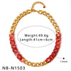 Women's Dopamine Rainbow Necklace And Bracelet Set Stainless Steel 18K Gold Vacuum Plated Geometric Color Spliced Jewelry