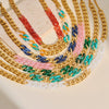 Women's Dopamine Rainbow Necklace And Bracelet Set Stainless Steel 18K Gold Vacuum Plated Geometric Color Spliced Jewelry