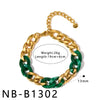 Women's Dopamine Rainbow Necklace And Bracelet Set Stainless Steel 18K Gold Vacuum Plated Geometric Color Spliced Jewelry