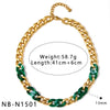 Women's Dopamine Rainbow Necklace And Bracelet Set Stainless Steel 18K Gold Vacuum Plated Geometric Color Spliced Jewelry
