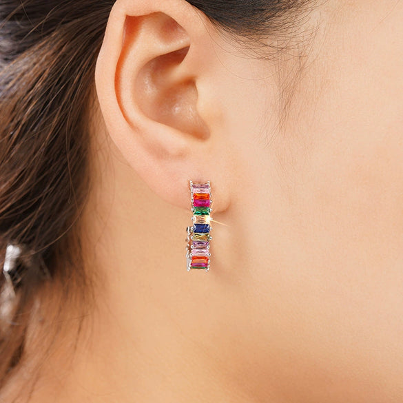 Women's Dopamine Sweet Style Geometric Copper Earrings With Zirconia