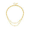 Women's Double Layer Bead Round Snake Necklace Titanium Steel Geometric Box Chain Design