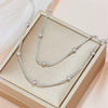 Women's Double Layer Bead Round Snake Necklace Titanium Steel Geometric Box Chain Design