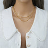 Women's Double Layer Bead Round Snake Necklace Titanium Steel Geometric Box Chain Design