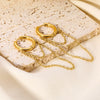 Women's Double Layer Chain Tassel Ear Jewelry With Geometric Design Stainless Steel Earrings Pvdp Furnace Real Gold Plated