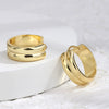 Women's Double Layer Circle Ear Buckle Earrings Brass Plated 18K Real Gold Geometric Style