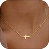 Women's Double Layer Copper Cross Pendant Necklace With Geometric Shape Electroplated Clavicle Chain Fashion Jewelry