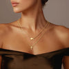 Women's Double Layer Copper Heart And Cross Pendant Letter Necklace Geometric Layered Clavicle Chain With Electroplated Fashion Jewelry