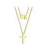 Women's Double Layer Copper Heart And Cross Pendant Letter Necklace Geometric Layered Clavicle Chain With Electroplated Fashion Jewelry