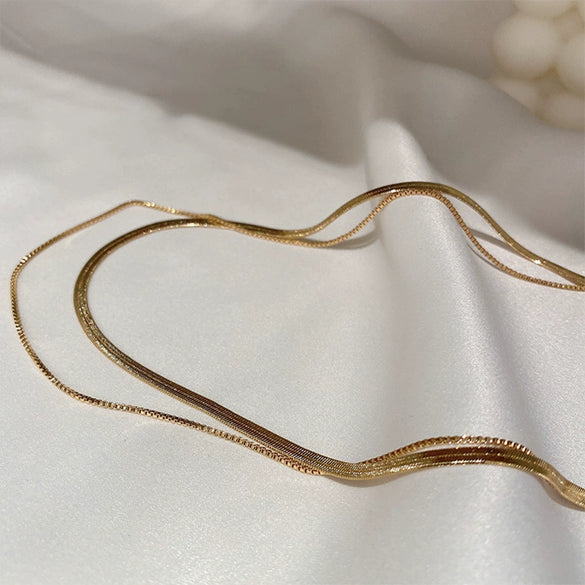 Women's Double Layer Metal Alloy Cross Chain Necklace With Electroplating For Autumn And Winter