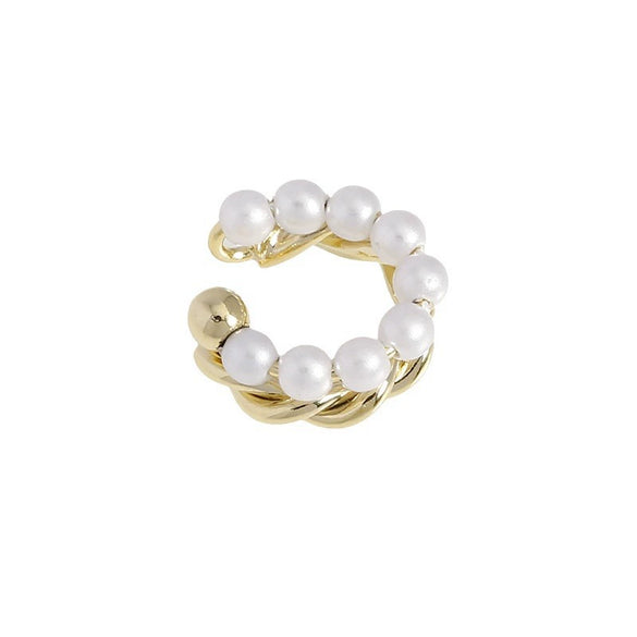 Women's Double Layer Pearl U Shape Ear Cuff Clip Earrings Copper Electroplated Simple Fashion Non Pierced Earrings