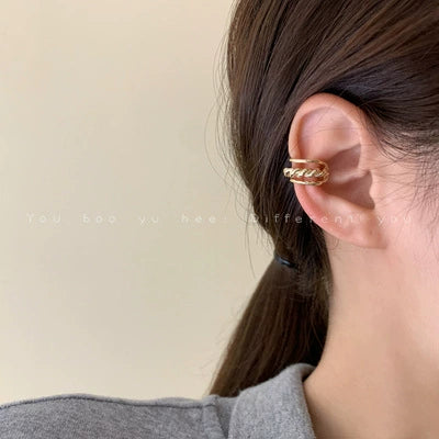 Women's Double Layer Pearl U Shape Ear Cuff Clip Earrings Copper Electroplated Simple Fashion Non Pierced Earrings