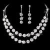 Women's Double Layer Rhinestone Necklace And Earrings Bridal Jewelry Set With Sunflower And Water Drop Design