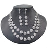 Women's Double Layer Rhinestone Necklace And Earrings Bridal Jewelry Set With Sunflower And Water Drop Design