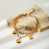 Women's Double Layer Stainless Steel Bracelet With Colorfree Butterfly Pendant And Animals Zodiac Pattern Electroplated