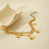 Women's Double Layer Stainless Steel Bracelet With Colorfree Butterfly Pendant And Animals Zodiac Pattern Electroplated