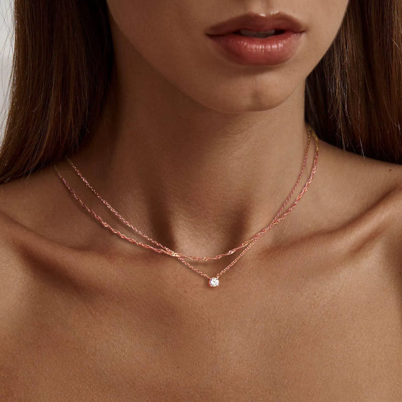 Women's Double Layer Stainless Steel Choker Necklace With Cubic Zirconia And 925 Silver Geometric Pendant Electroplated Minimalist Jewelry