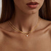 Women's Double Layer Stainless Steel Choker Necklace With Cubic Zirconia And 925 Silver Geometric Pendant Electroplated Minimalist Jewelry