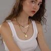Women's Double Layer Stainless Steel Cross Necklace With Hammered Pattern Pendant And Snake Bone Chain Electroplated Fashion Jewelry