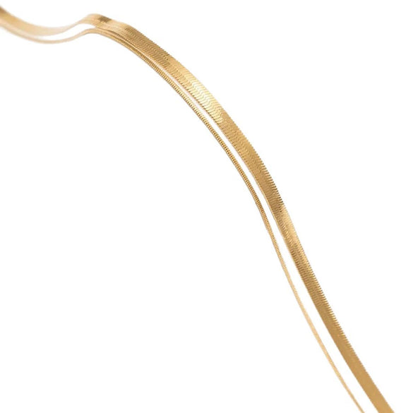Women's Double Layer Stainless Steel Snake Chain Waist Chain Simple Retro Fashion Body Jewelry Accessory