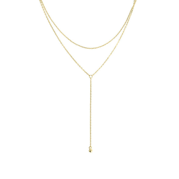 Women's Double Layer Tassel Sterling Silver Necklace With Geometric Pendant And Electroplated Cross Chain