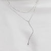 Women's Double Layer Tassel Sterling Silver Necklace With Geometric Pendant And Electroplated Cross Chain
