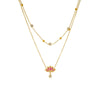 Women's Double Layer Titanium Steel Flower And Geometric Pattern Necklace