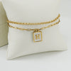 Women's Double Layer 316L Stainless Steel Letter Bracelet With Vacuum Plated Natural Shells