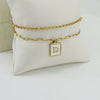 Women's Double Layer 316L Stainless Steel Letter Bracelet With Vacuum Plated Natural Shells