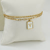 Women's Double Layer 316L Stainless Steel Letter Bracelet With Vacuum Plated Natural Shells
