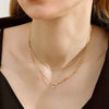 Women's Double Layer Titanium Steel Necklace With Geometric Zircon Pendant And Six Claw Setting In 18K Gold Plated Simple Luxury Style
