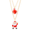 Women's Doublelayer Alloy Elk Bell And Christmas Tree Necklace With Electroplated Layered Chain Holiday Jewelry