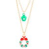 Women's Doublelayer Alloy Elk Bell And Christmas Tree Necklace With Electroplated Layered Chain Holiday Jewelry