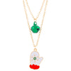 Women's Doublelayer Alloy Elk Bell And Christmas Tree Necklace With Electroplated Layered Chain Holiday Jewelry