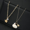 Women's Doublelayer Alloy Necklace With Shell Starfish And Pearl Accents Irregular Chain Geometric Ocean Vacation Style Jewelry