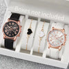 Women's Doublelayer Belt Watch Set With Plastic Case Imitation Leather Strap And Stainless Steel Buckle In Round Shape