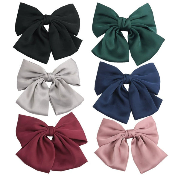 Women's Doublelayer Cloth Large Bow Spring Clip Hair Accessory With Seiko Design