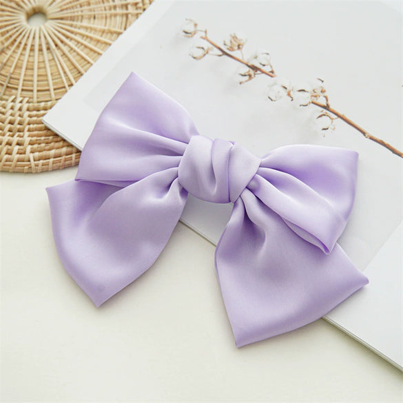 Women's Doublelayer Cloth Large Bow Spring Clip Hair Accessory With Seiko Design