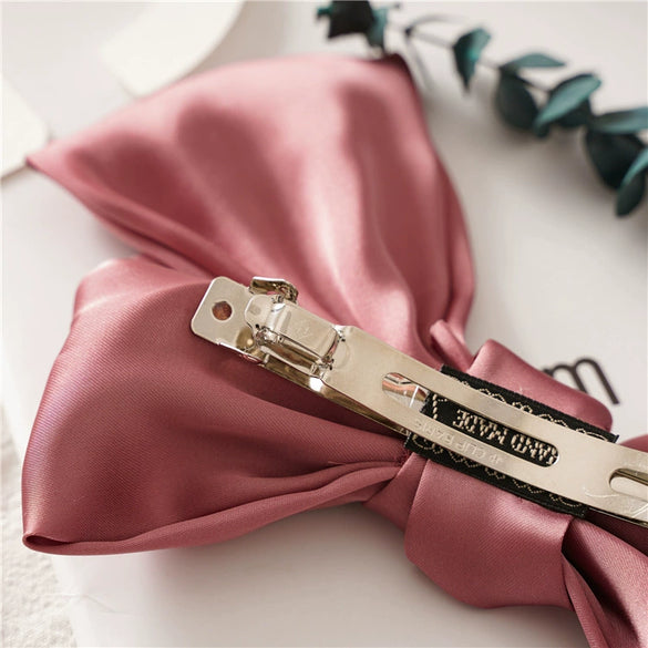 Women's Doublelayer Cloth Large Bow Spring Clip Hair Accessory With Seiko Design