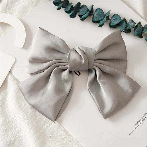 Women's Doublelayer Cloth Large Bow Spring Clip Hair Accessory With Seiko Design