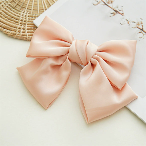 Women's Doublelayer Cloth Large Bow Spring Clip Hair Accessory With Seiko Design