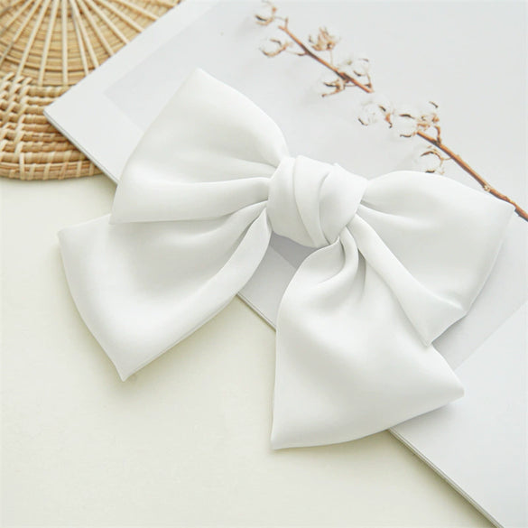 Women's Doublelayer Cloth Large Bow Spring Clip Hair Accessory With Seiko Design