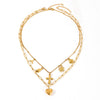 Women's Doublelayer Conch And Peach Heart Pendant Necklace Titanium Steel Geometric Box Chain