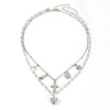 Women's Doublelayer Conch And Peach Heart Pendant Necklace Titanium Steel Geometric Box Chain