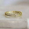 Women's Doublelayer Copper Ring With Geometric Design And Inlaid Zircon