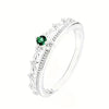 Women's Doublelayer Copper Ring With Geometric Design And Inlaid Zircon